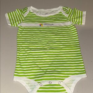 Microsoft Lime and White Striped Baby Onesie